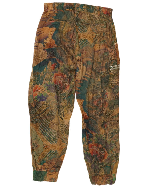 Desigual Womens Joggers Cargo Trousers Medium W30 L26 Khaki Floral Viscose