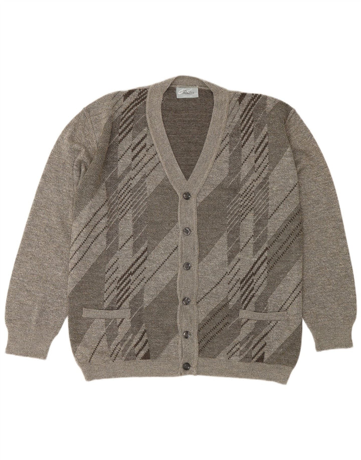 Pulover cardigan pentru bărbați Rodes XL Lână geometrică gri