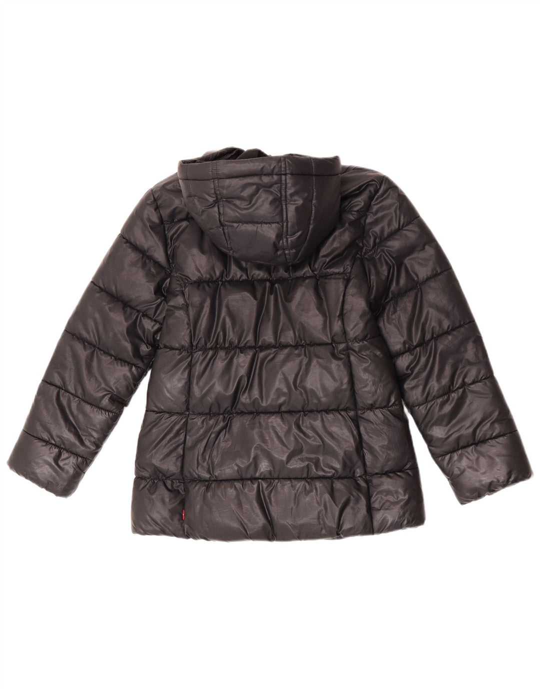 Jachetă căptușită cu glugă Levi's pentru fete 9-10 ani, poliester negru