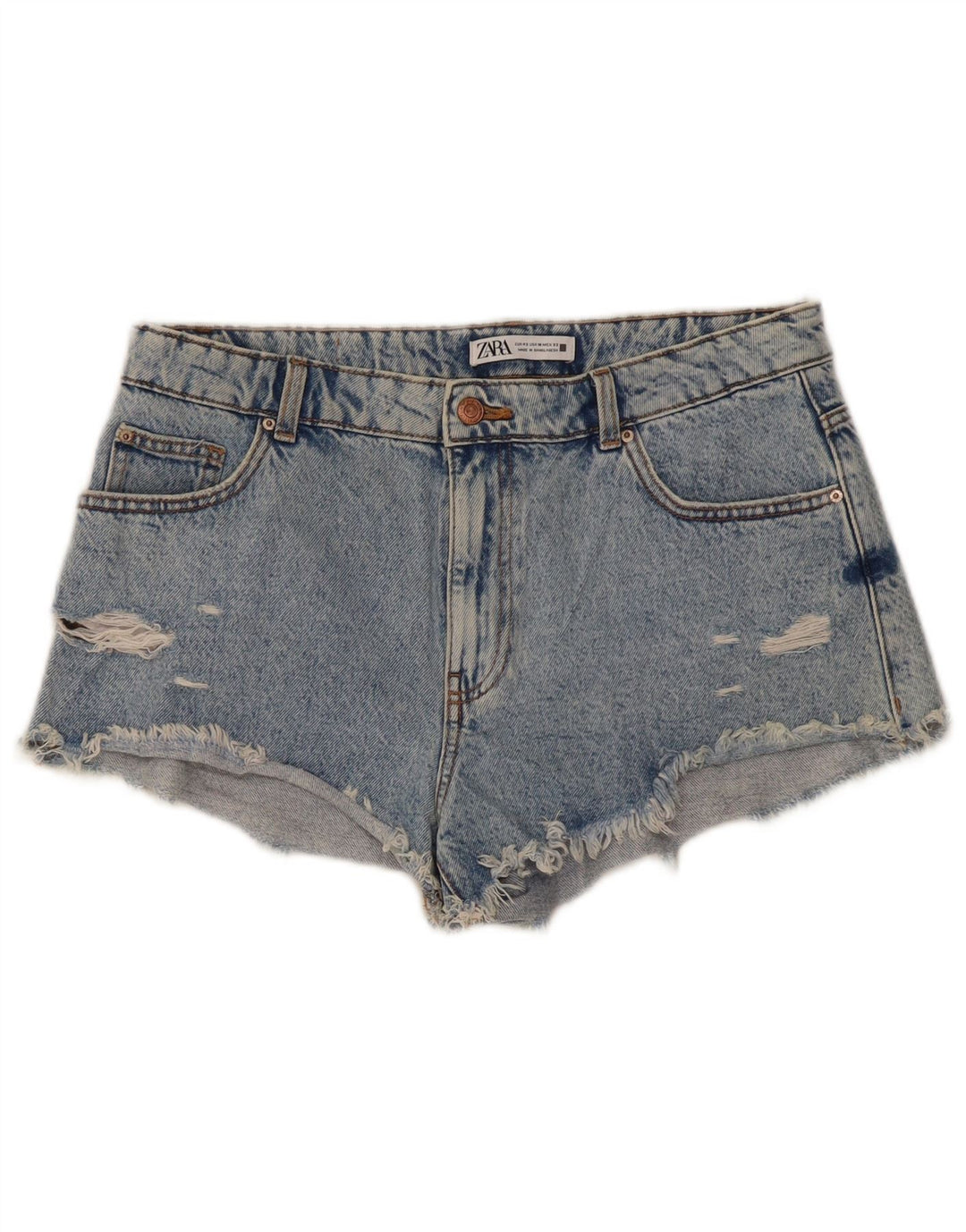 Pantaloni scurți din denim învechit pentru femei Zara EU 42 Large W32 Blue