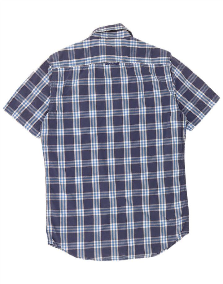 Cămașă cu mânecă scurtă pentru bărbați SUPERDRY, din bumbac cu carouri, albastru bleumarin