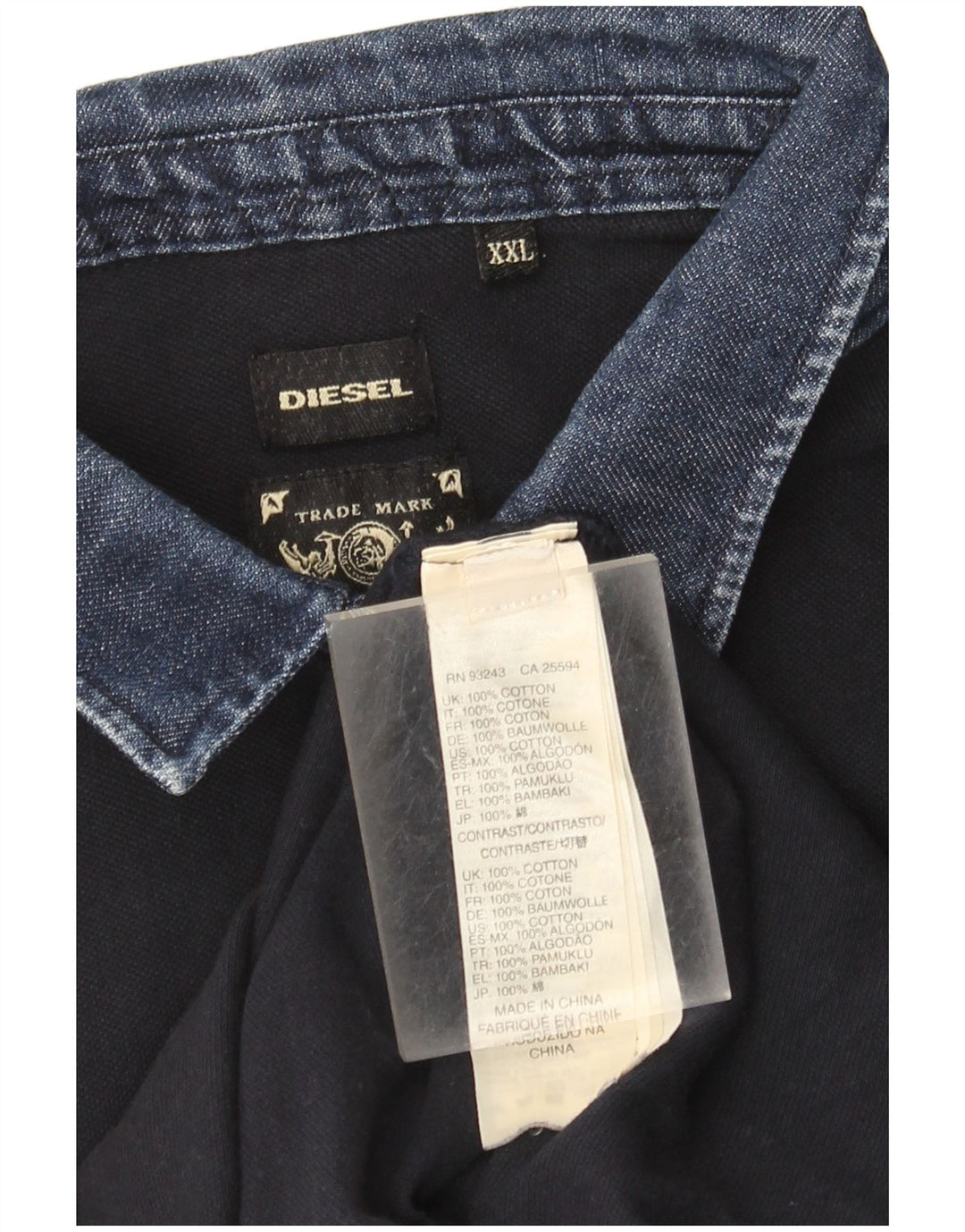 Tricou polo pentru bărbați Diesel 2XL, bumbac bleumarin