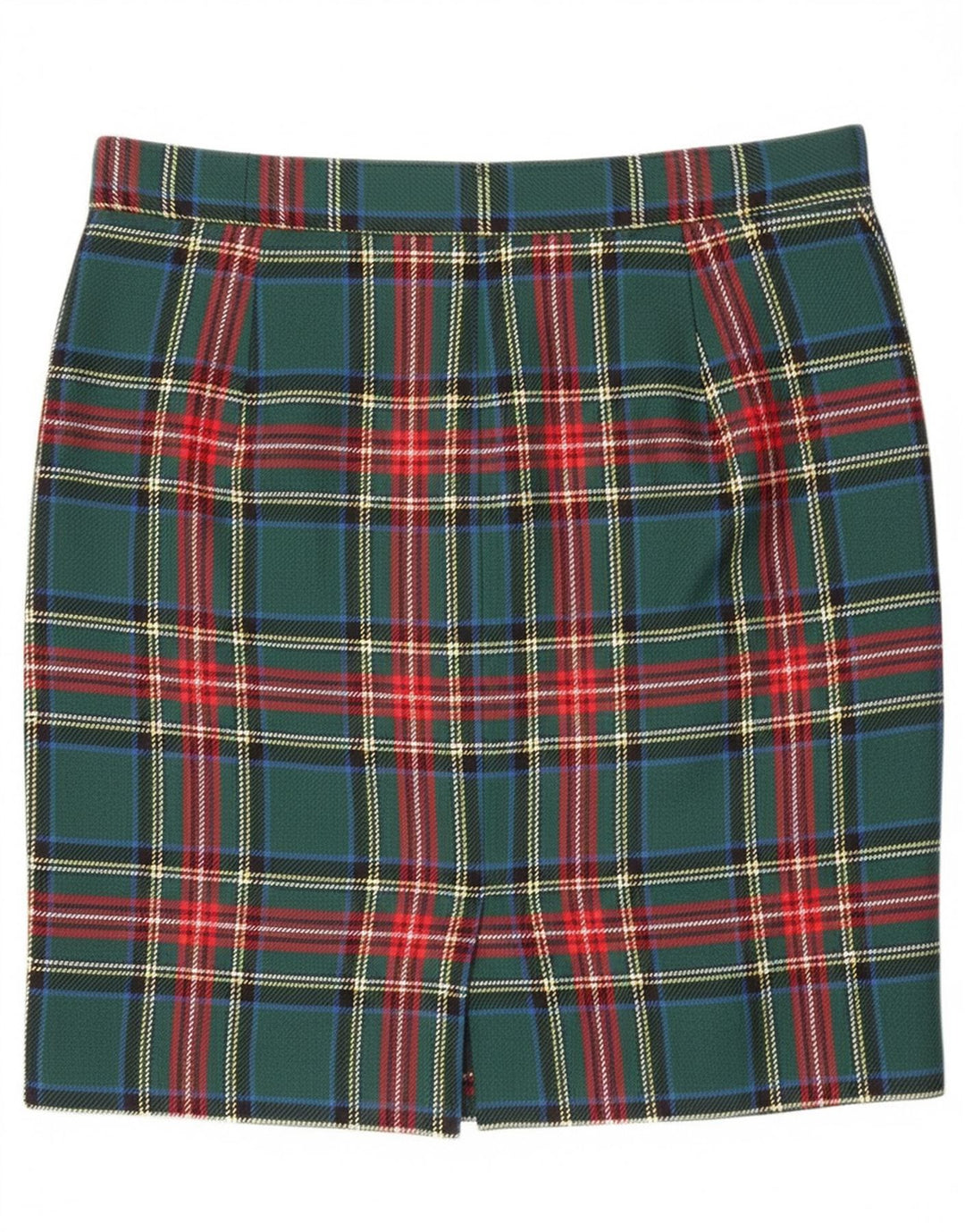 Fusta creion vintage pentru femei W30 carouri verde mediu