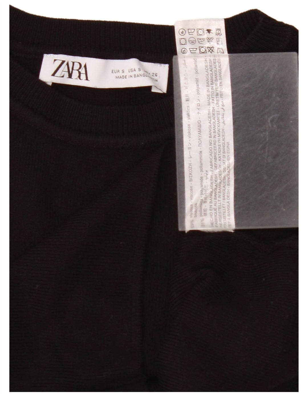 ZARA Crop Vest Tank Top pentru femei UK 8 Small Black Viscose