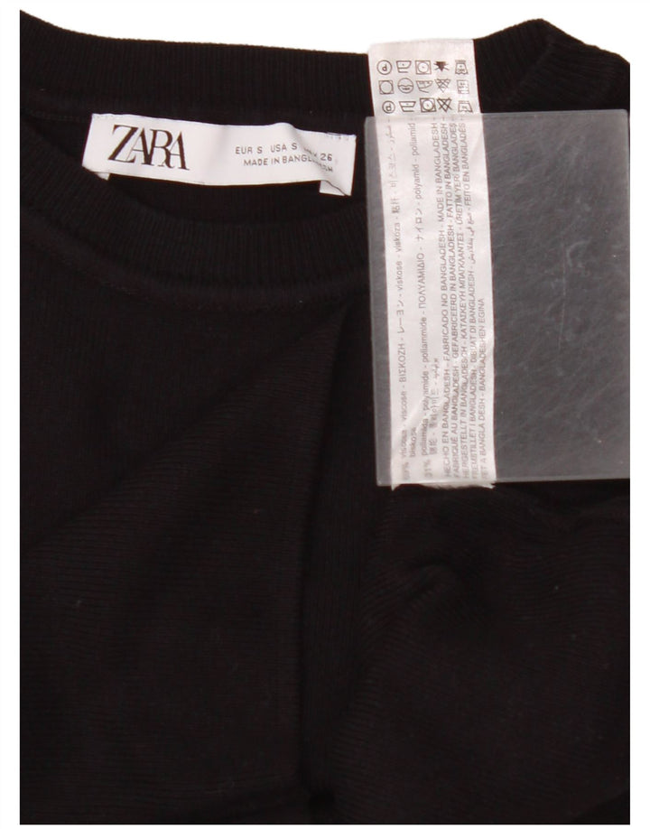 ZARA Crop Vest Tank Top pentru femei UK 8 Small Black Viscose