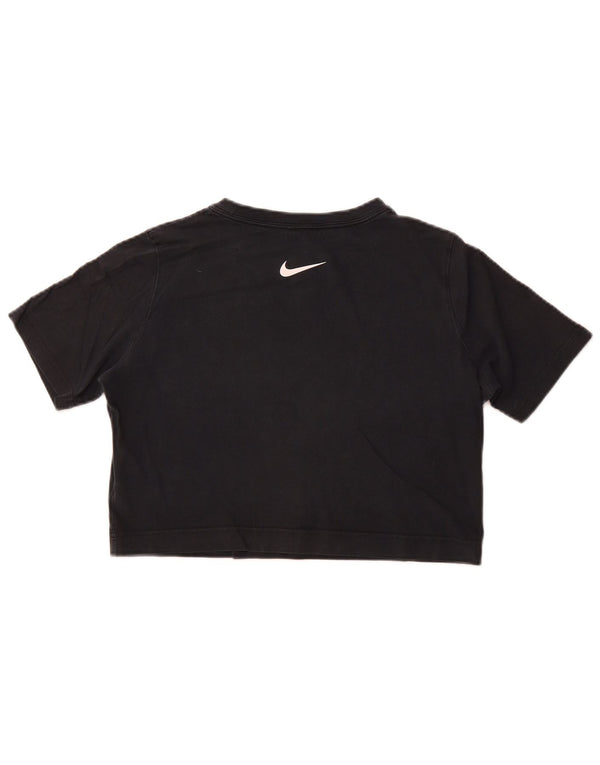 Tricou crop grafic Nike pentru femei Top UK 14 Medium Black Bumbac