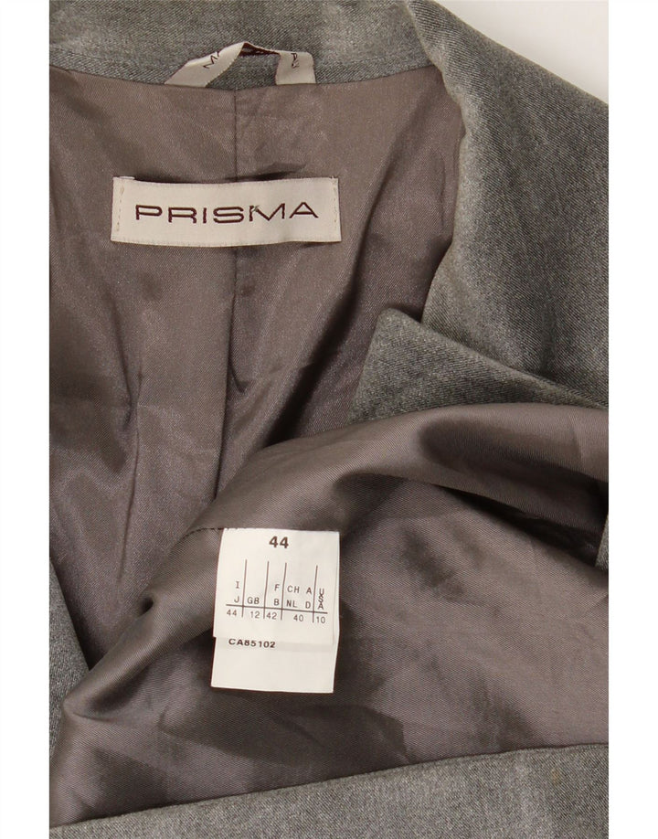 PRISMA Womens Longline 3 Button Blazer Jacket UK 12 Medium Grey Viscose Vintage Prisma and Second-Hand Prisma from Messina Hembry 