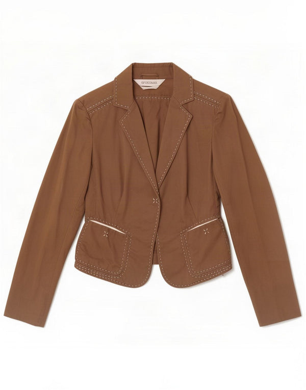 Sportmax Womens Blazer Jacket UK 12 Medium Brown Cotton