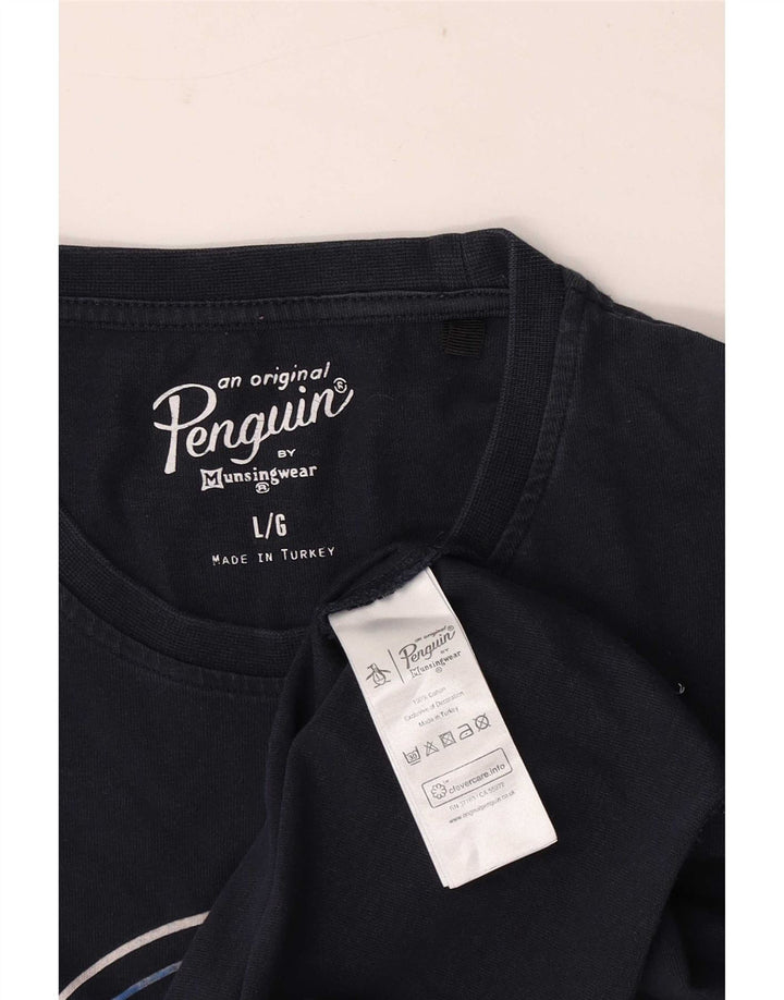 Tricou grafic pentru bărbați Penguin Top mare din bumbac bleumarin