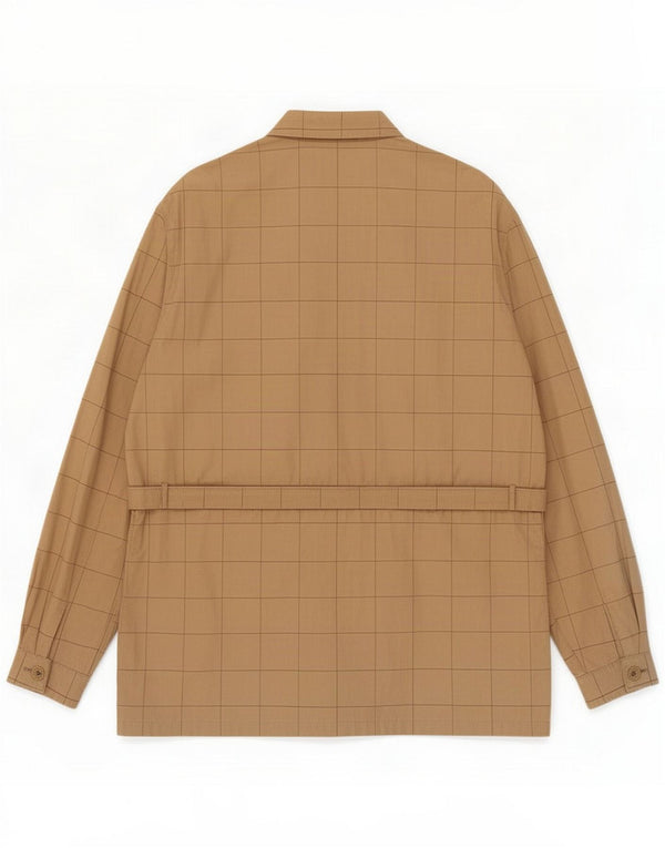 Breco's Mens Utility Jacket UK 40 Large Beige Plaid Bumbac
