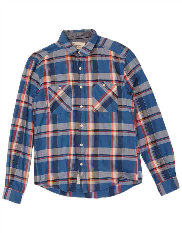 Cămașă de flanel Jack & Jones pentru bărbați, bumbac cu carouri albastre mari