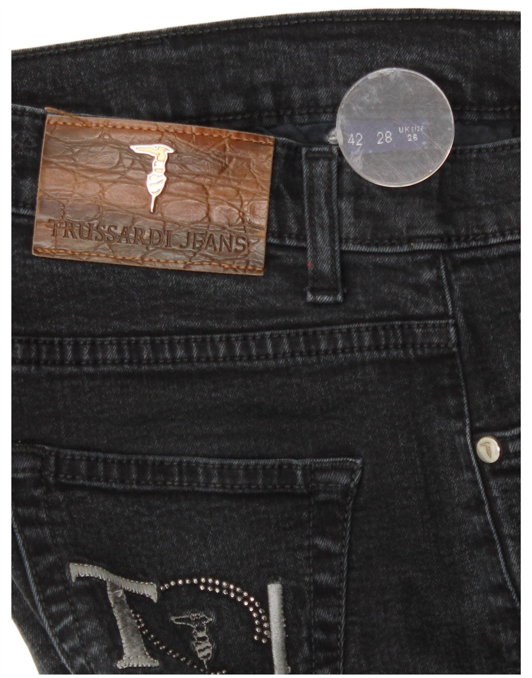 Blugi drepti pentru femei Trussardi W26 L29 gri
