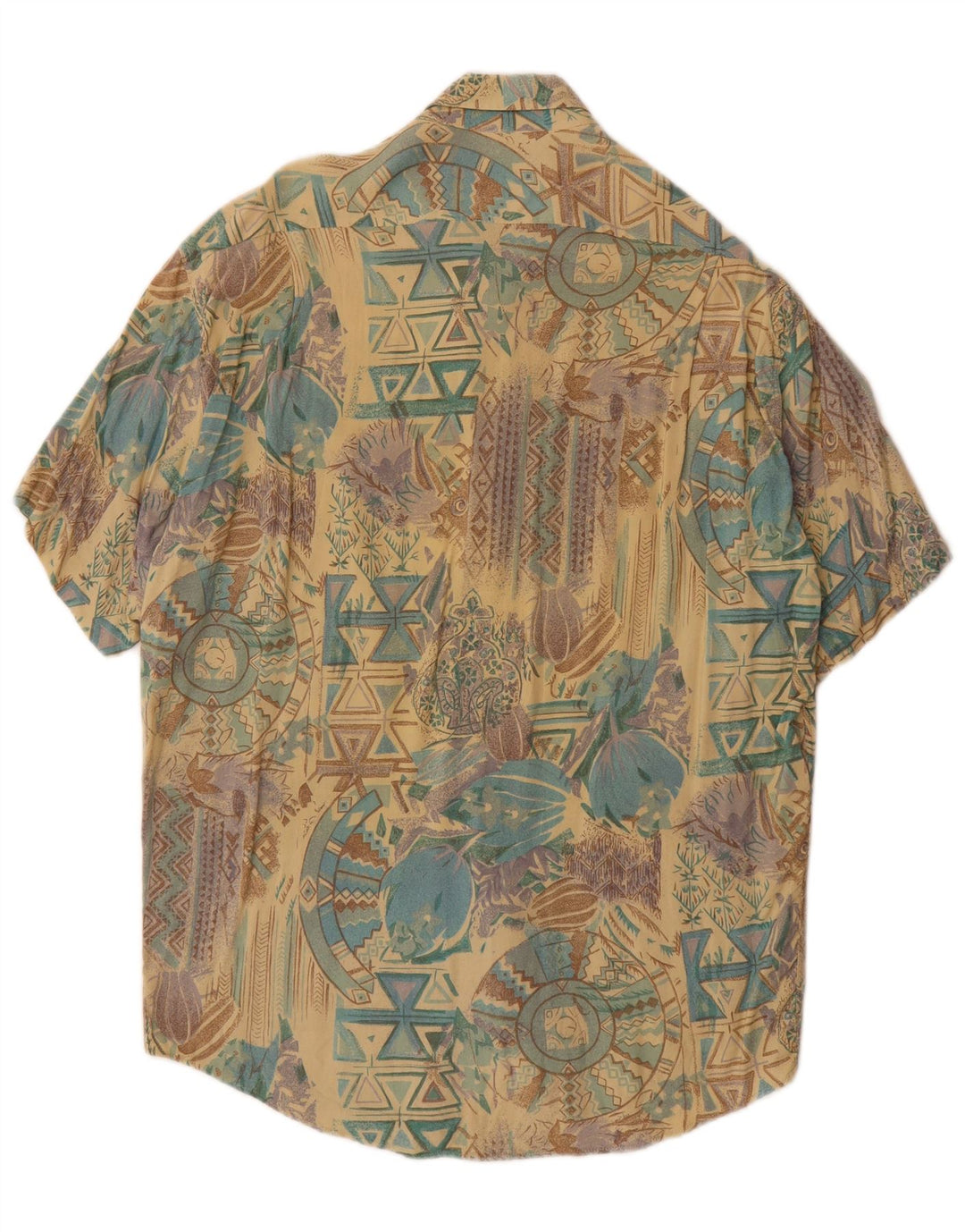Cămașă Vintage pentru bărbați cu mânecă scurtă, mare, multicoloră, geometrică