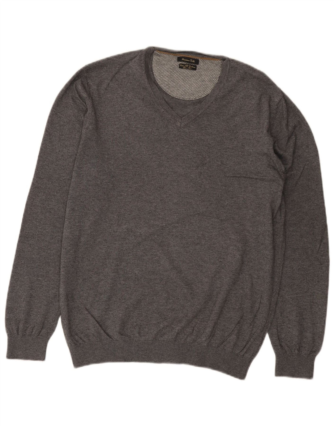 Pulover cu decolteu în V Massimo Dutti pentru femei UK 16 mare bumbac gri
