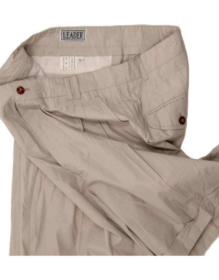 LEADER Mens Pegged Casual Shorts Large W36 Beige Polyester Vintage Leader and Second-Hand Leader from Messina Hembry 