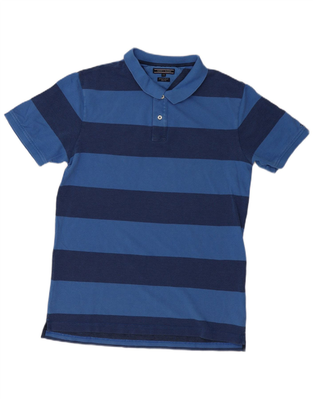 TOMMY HILFIGER Cămașă polo pentru bărbați, vopsit în haine, slim, 2XL, cu dungi albastre