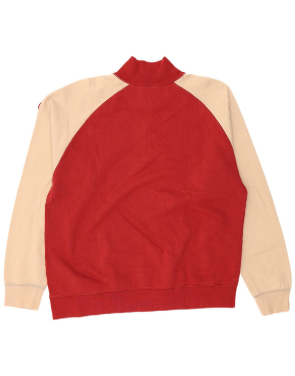 Pulover ASICS pentru bărbați, cu fermoar, cu gât, 2XL, bumbac color bloc roșu