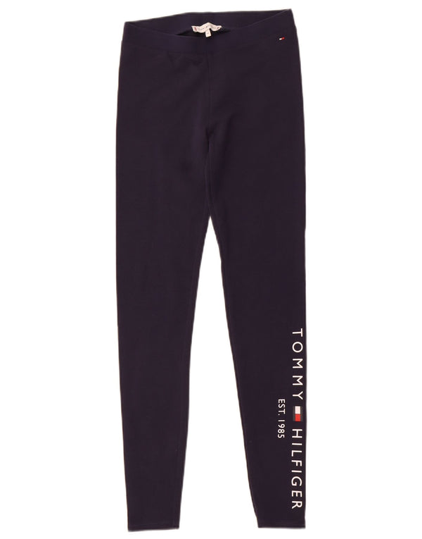 Leggings cu grafica Tommy Hilfiger pentru fete 13-14 ani bumbac bleumarin