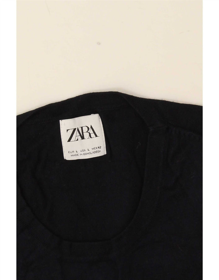 Pulover pentru bărbați Zara, cu decolteu, mare, negru
