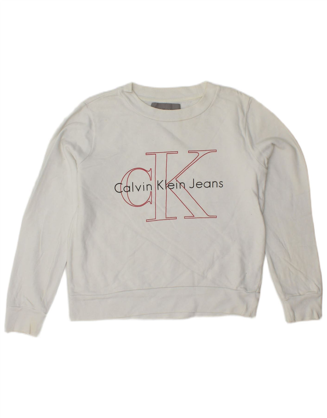 CALVIN KLEIN JEANS Hanorac crop pentru femei Pulover UK 6 XS Alb