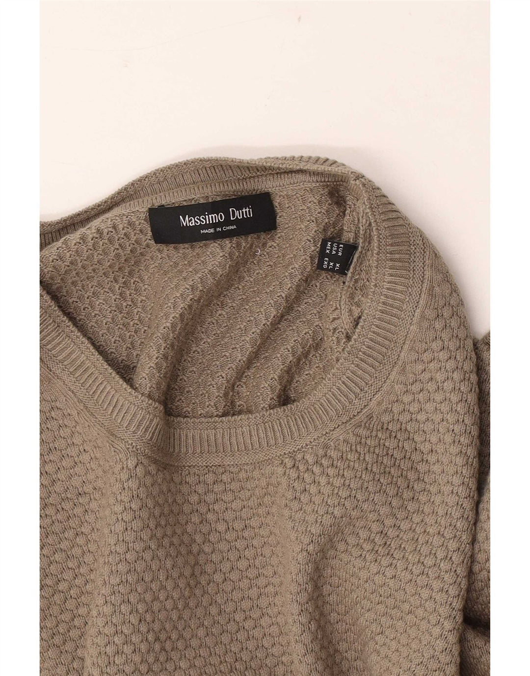 Pulover Massimo Dutti pentru bărbați, cu gât crew, XL, bej