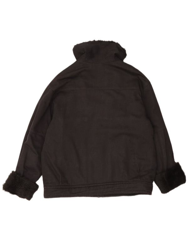 Jachetă Sherpa Vintage pentru femei UK 20 2XL Negru