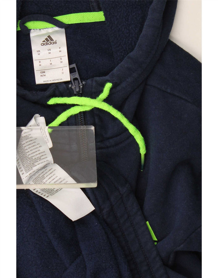 Pulover Adidas pentru bărbați, cu fermoar, bumbac, albastru, mediu