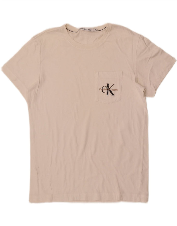 Tricou grafic pentru bărbați Calvin Klein Jeans Top Medium Off White
