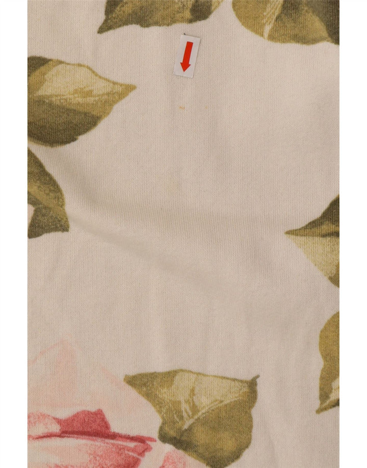 VINTAGE Top pentru femei cu mânecă lungă UK 16 mare bumbac floral alb