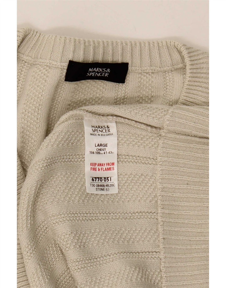 Pulover pentru bărbați Marks & Spencer, cu decolteu în V, mare, bej, acrilic