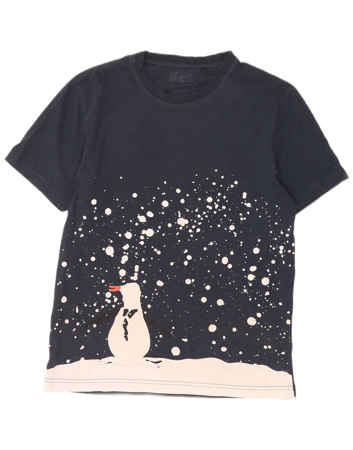 Tricou cu grafică pentru bărbați Penguin Top Mediu Bleumarin Bumbac color bloc