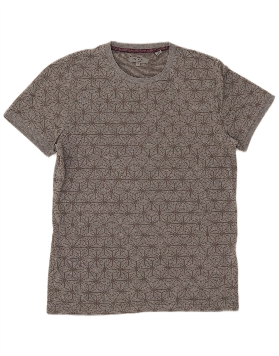 Ted Baker Tricou Bărbați Top Marimea 3 Medium Gri Geometric Bumbac