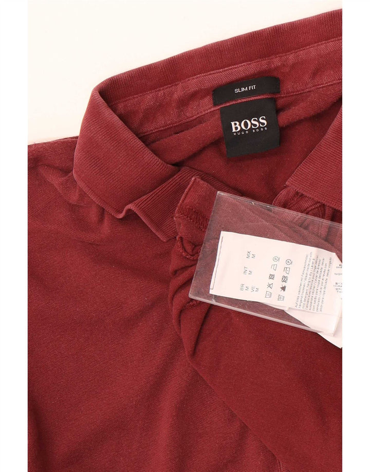Cămașă polo pentru bărbați Hugo Boss Slim Fit, bumbac maro mediu