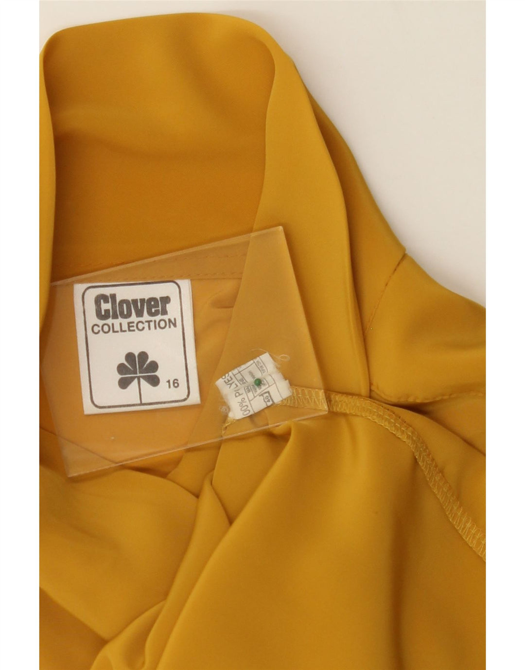 CLOVER Womens Front Tie Shirt Blouse UK 16 Large  Yellow Polyester Vintage Clover and Second-Hand Clover from Messina Hembry 