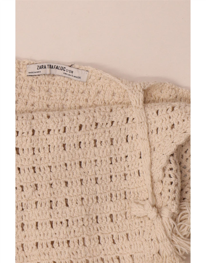 Crop Top Crochet pentru Damă Zara UK 8 Mic Bumbac alb