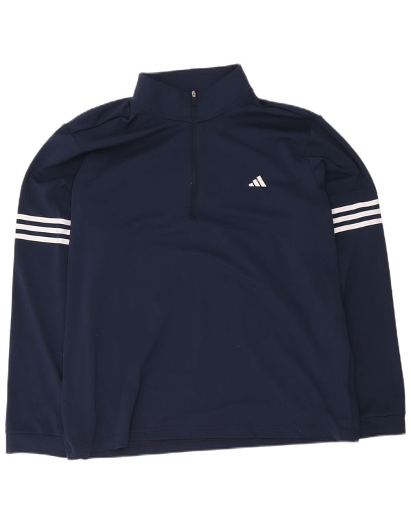 Trening pentru bărbați Adidas, cu fermoar și gât, XL, poliester, albastru