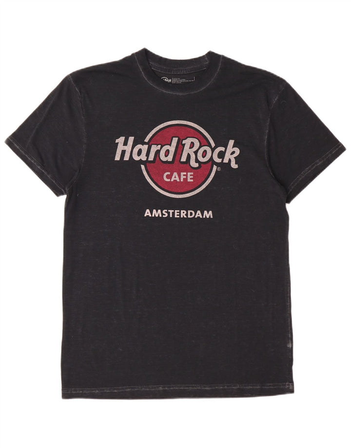 Tricou grafic Amsterdam pentru bărbați Hard Rock Cafe Top mediu din bumbac negru