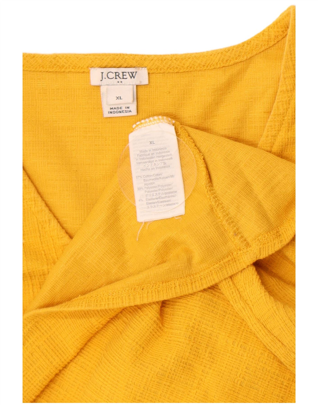 Bluză J. Crew pentru femei cu cravată în față, UK 18 XL, bumbac galben