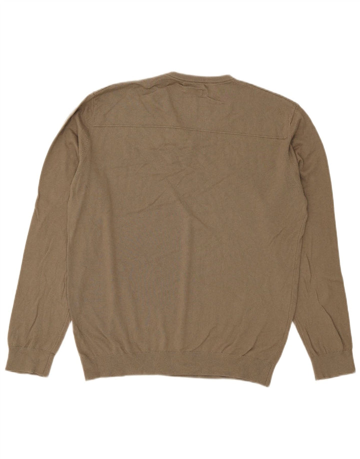 Massimo Dutti Pulover cu decolteu în V pentru bărbați, bumbac mare kaki