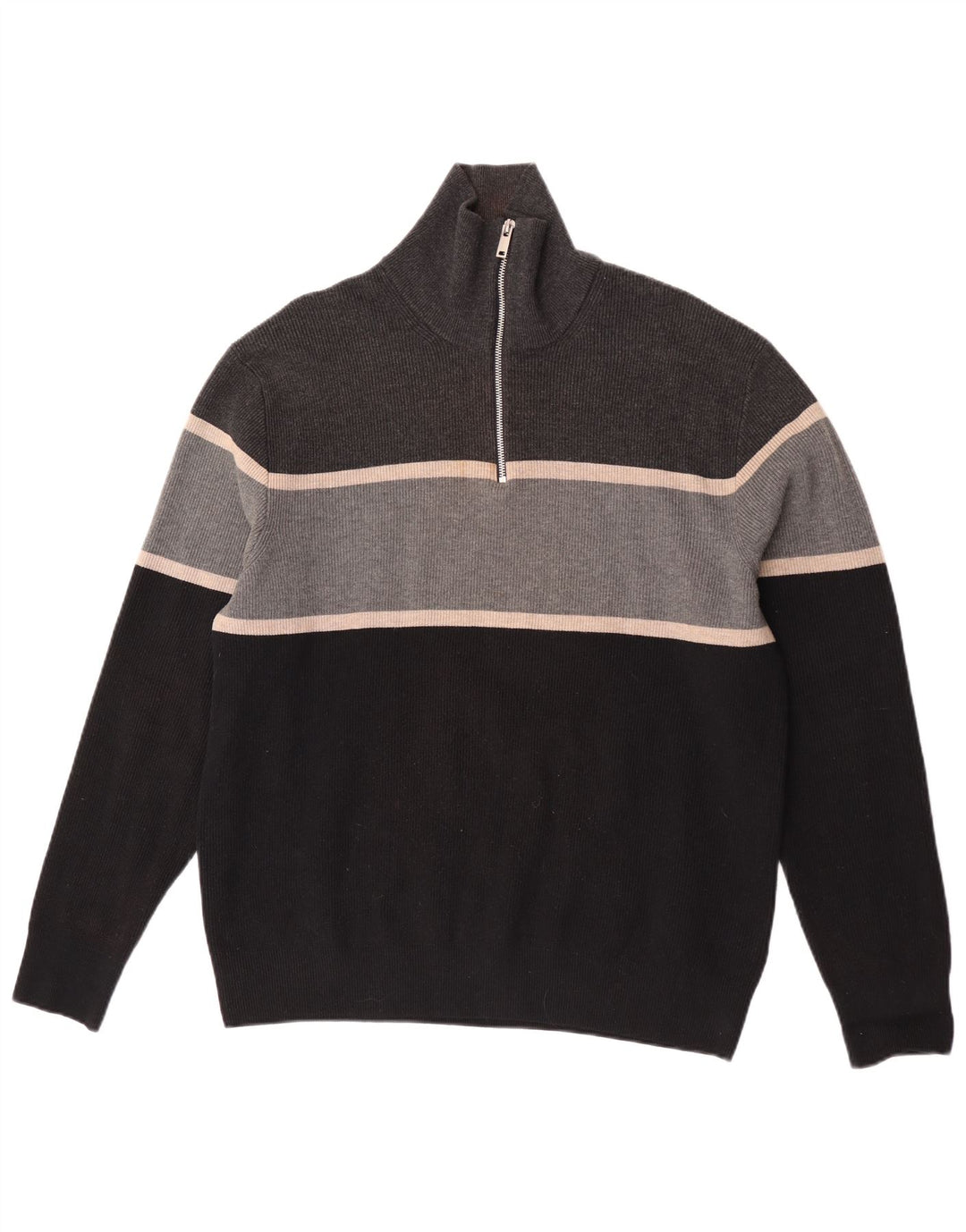 Pulover pentru bărbați Marks & Spencer, cu fermoar, cu gât, XL, poliester color bloc