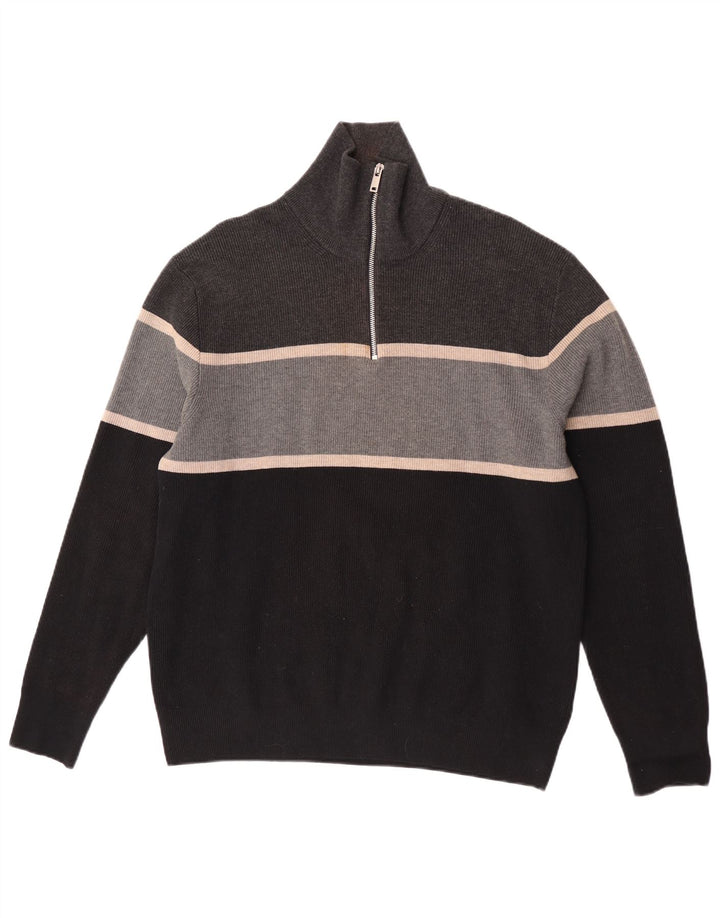 Pulover pentru bărbați Marks & Spencer, cu fermoar, cu gât, XL, poliester color bloc