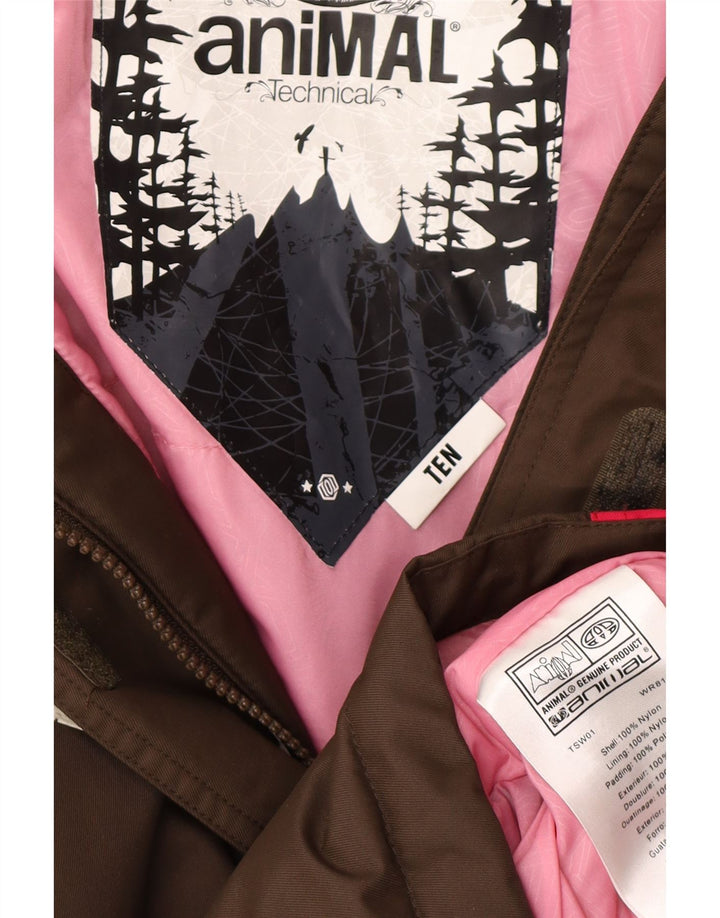 Jachetă de ploaie cu glugă supradimensionată pentru femei ANIMAL UK 10, maro, color block