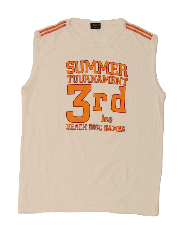 LEE Boys Graphic Vest Top 15-16 Years Large  White Vintage Lee and Second-Hand Lee from Messina Hembry 