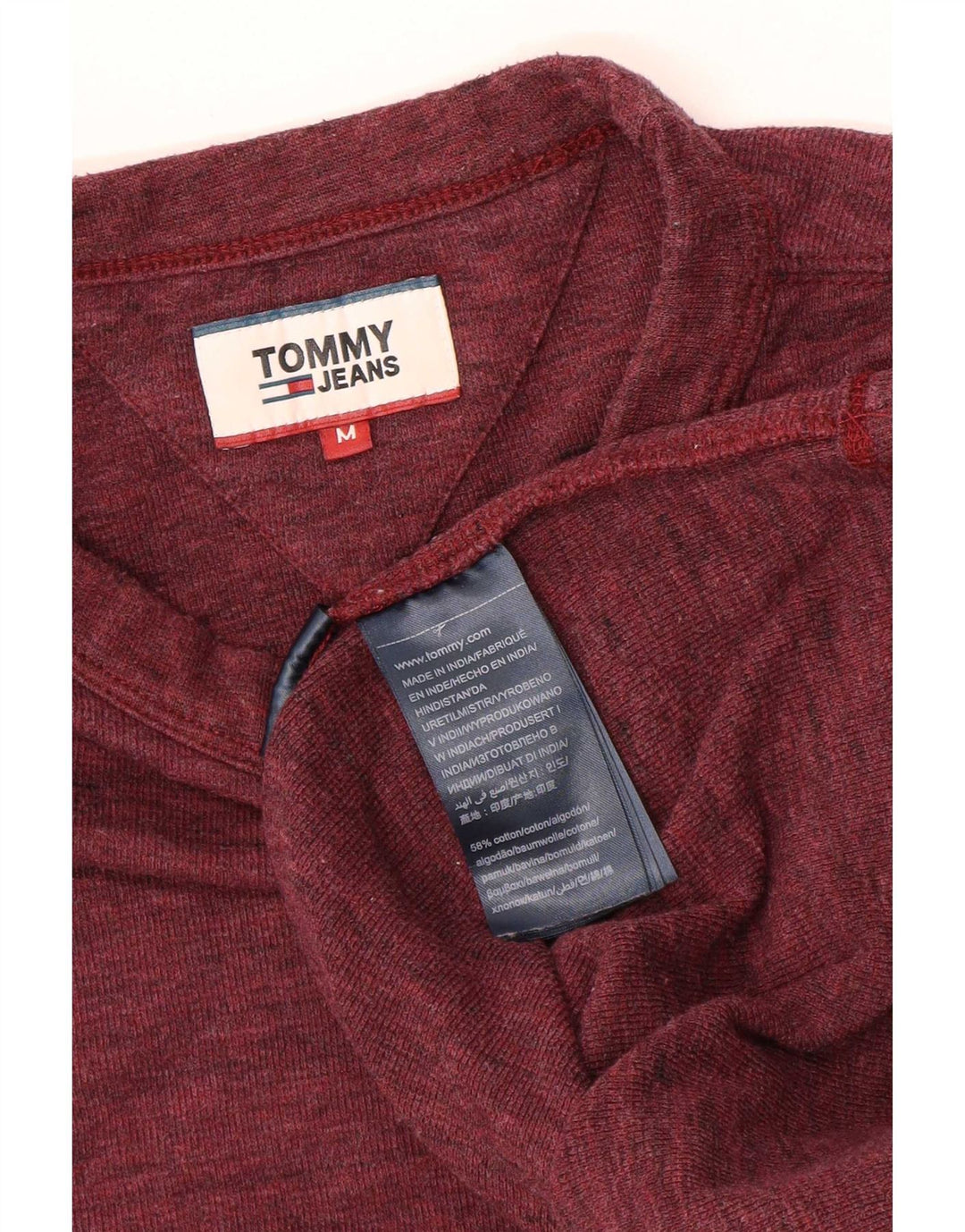 Top pentru bărbați Tommy Hilfiger, cu mânecă lungă, din bumbac cu pete burgundy mediu