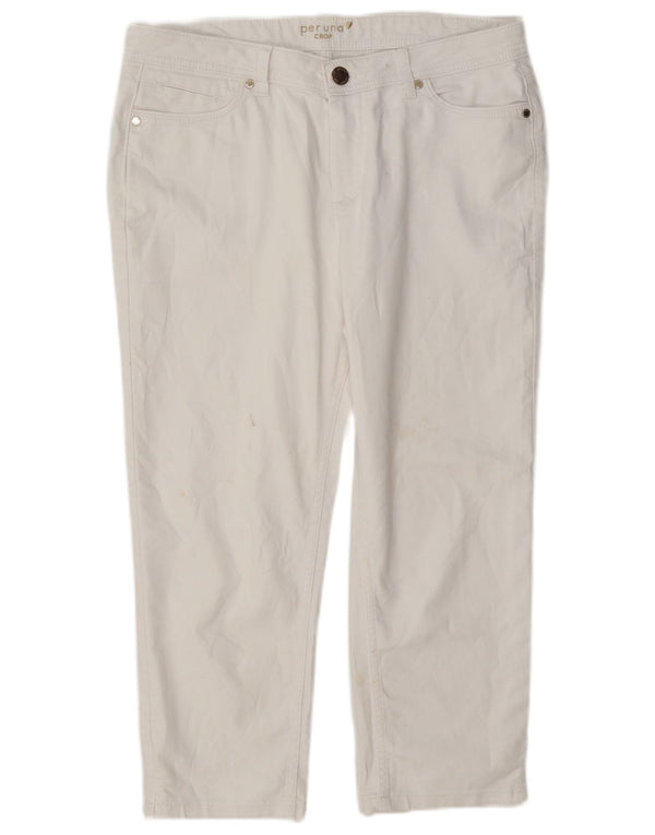 Marks & Spencer Pantaloni tăiați Per Una pentru femei UK 14 Large W34 L22 White