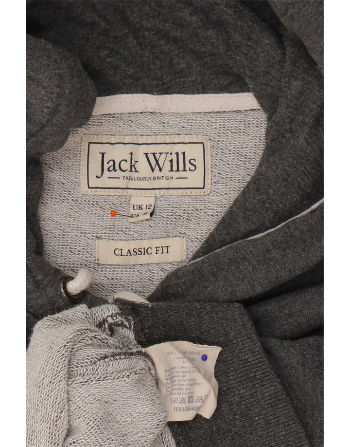 Pulover Jack Wills pentru femei, cu croiala clasică, cu grafică, UK 12, gri mediu