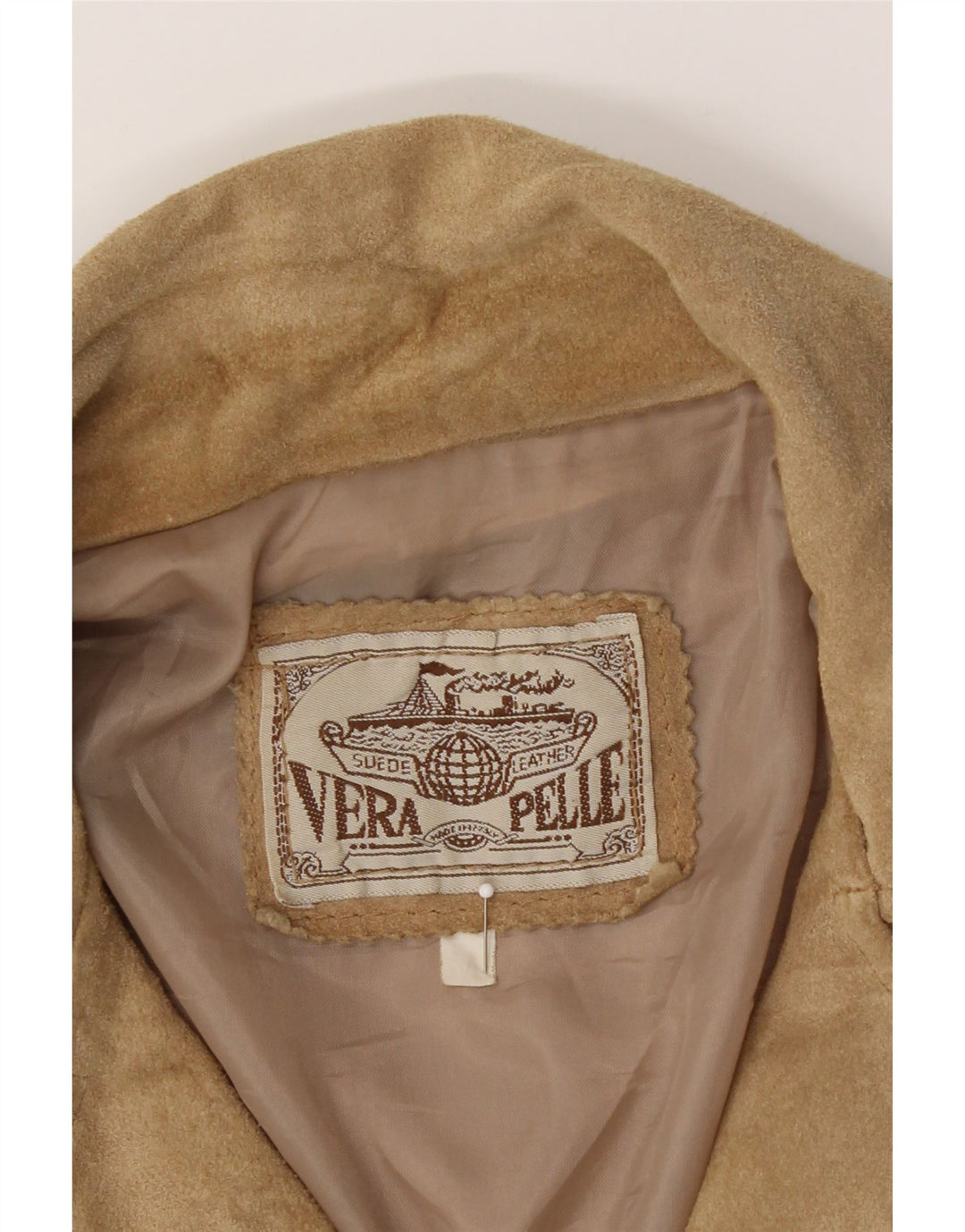 VINTAGE Womens Suede Jacket UK 14 Medium Beige Leather Vintage Vintage and Second-Hand Vintage from Messina Hembry 