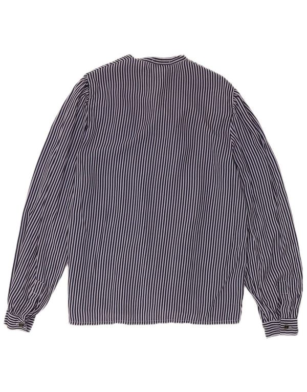 Bluză cămașă cu papion VINTAGE pentru femei IT 48 XL bleumarin cu dungi