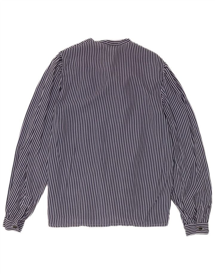 Bluză cămașă cu papion VINTAGE pentru femei IT 48 XL bleumarin cu dungi