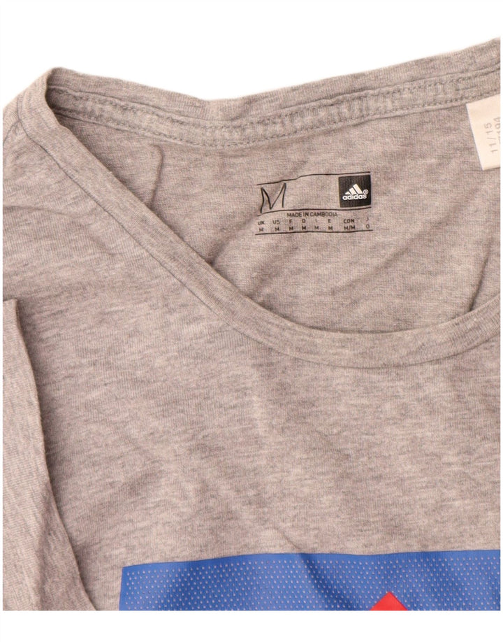 Tricou grafic pentru bărbați Adidas Top Mediu Gri, bumbac cu pete